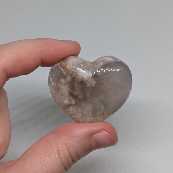 Other - Flower Agate Crystal‎ Puffy Heart Carving -Genuine Pink Flower Agate